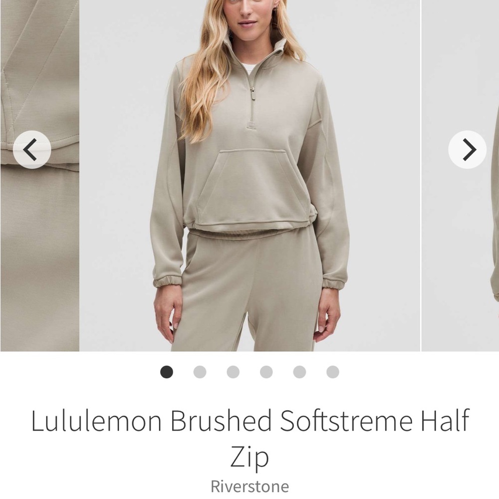 Lululemon Brushed Softstreme 1/2 Zip.  Size 10.  Riverstone. EUC.